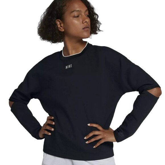 NIKE Tech Pack Cutout Elbow Crew Neck Pullover Black Sweatshirt Sportswear Med - Picture 1 of 10